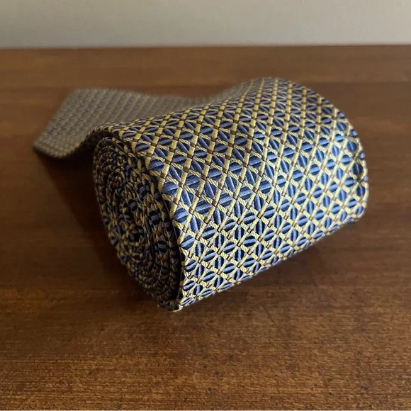 Yellow Blue Men’s Tie Land’s End - Picture 1 of 4
